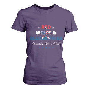 Red White and Blueberries T Shirt For Women Charlie Kirk 1993 2025 Patriotic Memorial TS02 Purple Print Your Wear