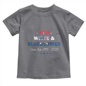 Red White and Blueberries Toddler T Shirt Charlie Kirk 1993 2025 Patriotic Memorial TS02 Charcoal Print Your Wear