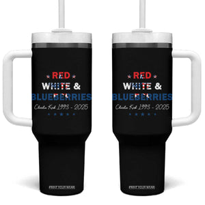 Red White and Blueberries Tumbler With Handle Charlie Kirk 1993 2025 Patriotic Memorial TS02 One Size: 40 oz Black Print Your Wear