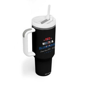 Red White and Blueberries Tumbler With Handle Charlie Kirk 1993 2025 Patriotic Memorial TS02 Print Your Wear