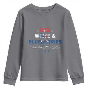 Red White and Blueberries Youth Sweatshirt Charlie Kirk 1993 2025 Patriotic Memorial TS02 Charcoal Print Your Wear
