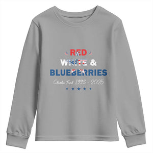 Red White and Blueberries Youth Sweatshirt Charlie Kirk 1993 2025 Patriotic Memorial TS02 Sport Gray Print Your Wear