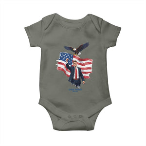 Charlie Kirk Tribute Baby Onesie A True Patriot American Flag Patriotic Eagle TS02 Military Green Print Your Wear