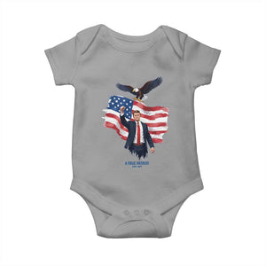 Charlie Kirk Tribute Baby Onesie A True Patriot American Flag Patriotic Eagle TS02 Sport Gray Print Your Wear