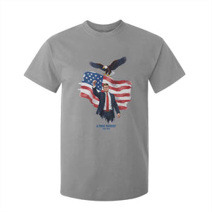 Charlie Kirk Tribute T Shirt For Kid A True Patriot American Flag Patriotic Eagle TS02 Sport Gray Print Your Wear