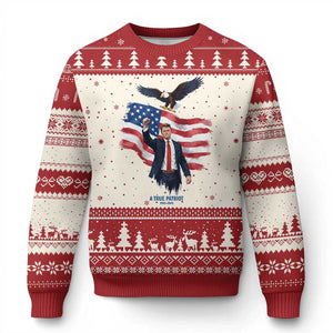 Charlie Kirk Tribute Ugly Christmas Sweater A True Patriot American Flag Patriotic Eagle TS02 Beige Red Print Your Wear