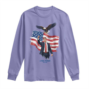 Charlie Kirk Tribute Long Sleeve Shirt A True Patriot American Flag Patriotic Eagle TS02 Violet Print Your Wear