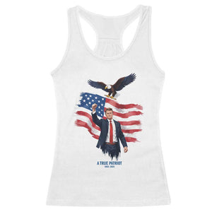 Charlie Kirk Tribute Racerback Tank Top A True Patriot American Flag Patriotic Eagle TS02 White Print Your Wear