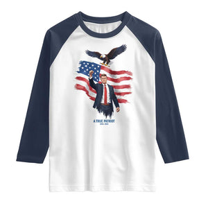Charlie Kirk Tribute Raglan Shirt A True Patriot American Flag Patriotic Eagle TS02 White Navy Print Your Wear