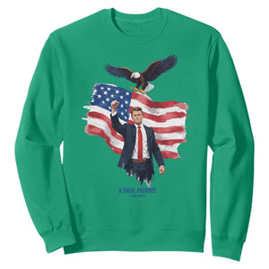 Charlie Kirk Tribute Sweatshirt A True Patriot American Flag Patriotic Eagle TS02 Irish Green Print Your Wear