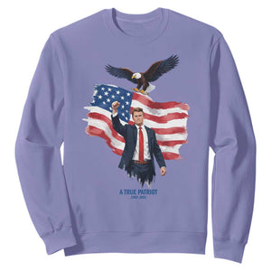 Charlie Kirk Tribute Sweatshirt A True Patriot American Flag Patriotic Eagle TS02 Violet Print Your Wear