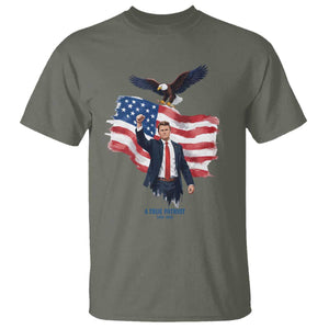 Charlie Kirk Tribute T Shirt A True Patriot American Flag Patriotic Eagle TS02 Military Green Print Your Wear