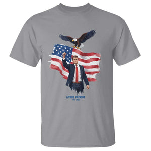 Charlie Kirk Tribute T Shirt A True Patriot American Flag Patriotic Eagle TS02 Sport Gray Print Your Wear