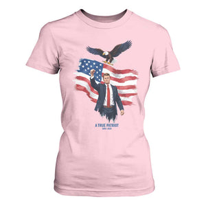 Charlie Kirk Tribute T Shirt For Women A True Patriot American Flag Patriotic Eagle TS02 Light Pink Print Your Wear
