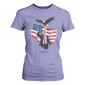 Charlie Kirk Tribute T Shirt For Women A True Patriot American Flag Patriotic Eagle TS02 Violet Print Your Wear
