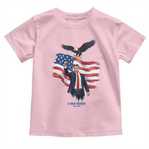 Charlie Kirk Tribute Toddler T Shirt A True Patriot American Flag Patriotic Eagle TS02 Light Pink Print Your Wear