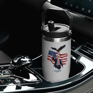 Charlie Kirk Tribute Flip Straw Tumbler A True Patriot American Flag Patriotic Eagle TS02 Print Your Wear