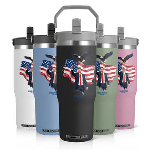 Charlie Kirk Tribute Flip Straw Tumbler A True Patriot American Flag Patriotic Eagle TS02 Print Your Wear