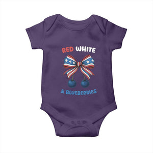 Red White and Blueberries Baby Onesie Retro Coquette Bow Vintage American Flag TS02 Purple Print Your Wear