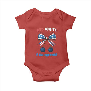 Red White and Blueberries Baby Onesie Retro Coquette Bow Vintage American Flag TS02 Red Print Your Wear