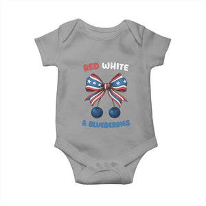 Red White and Blueberries Baby Onesie Retro Coquette Bow Vintage American Flag TS02 Sport Gray Print Your Wear