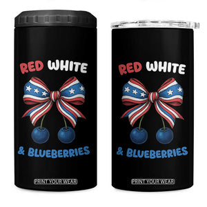 Red White and Blueberries 4 in 1 Can Cooler Tumbler Retro Coquette Bow Vintage American Flag TS02 One Size: 16 oz Black Print Your Wear