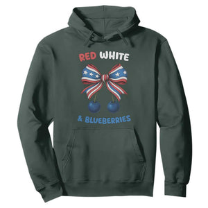 Red White and Blueberries Hoodie Retro Coquette Bow Vintage American Flag TS02 Dark Forest Green Print Your Wear