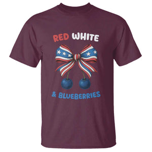 Red White and Blueberries T Shirt Retro Coquette Bow Vintage American Flag TS02 Maroon Print Your Wear
