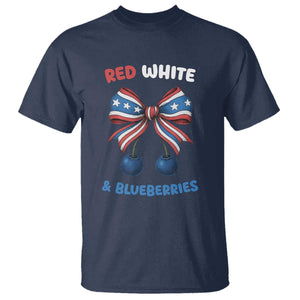 Red White and Blueberries T Shirt Retro Coquette Bow Vintage American Flag TS02 Navy Print Your Wear