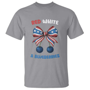 Red White and Blueberries T Shirt Retro Coquette Bow Vintage American Flag TS02 Sport Gray Print Your Wear