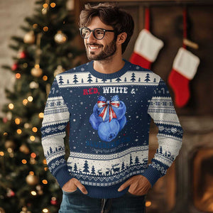 Red White and Blueberries Ugly Christmas Sweater Charlie Kirk Tribute 1993 2025 Memorial TS02 Navy Beige Print Your Wear