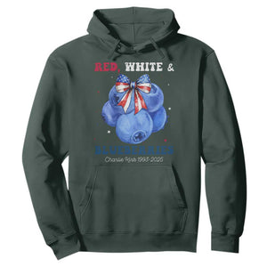 Red White and Blueberries Hoodie Charlie Kirk Tribute 1993 2025 Memorial TS02 Dark Forest Green Print Your Wear