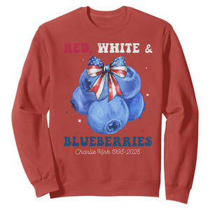 Red White and Blueberries Sweatshirt Charlie Kirk Tribute 1993 2025 Memorial TS02 Red Print Your Wear
