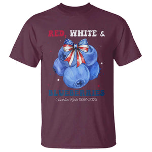 Red White and Blueberries T Shirt Charlie Kirk Tribute 1993 2025 Memorial TS02 Maroon Print Your Wear