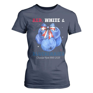 Red White and Blueberries T Shirt For Women Charlie Kirk Tribute 1993 2025 Memorial TS02 Navy Print Your Wear
