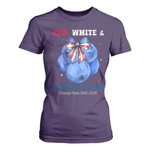 Red White and Blueberries T Shirt For Women Charlie Kirk Tribute 1993 2025 Memorial TS02 Purple Print Your Wear