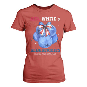Red White and Blueberries T Shirt For Women Charlie Kirk Tribute 1993 2025 Memorial TS02 Red Print Your Wear