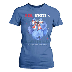 Red White and Blueberries T Shirt For Women Charlie Kirk Tribute 1993 2025 Memorial TS02 Royal Blue Print Your Wear