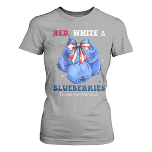 Red White and Blueberries T Shirt For Women Charlie Kirk Tribute 1993 2025 Memorial TS02 Sport Gray Print Your Wear