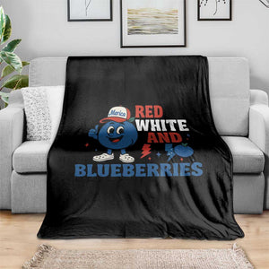 Red White and Blueberries Throw Blanket Patriotic Fruit Cartoon Graphic TS02 Print Your Wear