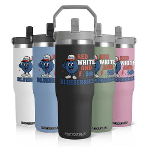 Red White and Blueberries Flip Straw Tumbler Patriotic Fruit Cartoon Graphic TS02 Print Your Wear