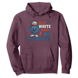Red White and Blueberries Hoodie Patriotic Fruit Cartoon Graphic TS02 Maroon Print Your Wear