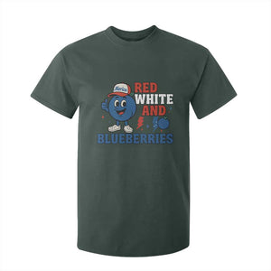 Red White and Blueberries T Shirt For Kid Patriotic Fruit Cartoon Graphic TS02 Dark Forest Green Print Your Wear