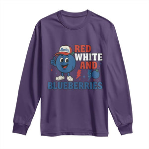 Red White and Blueberries Long Sleeve Shirt Patriotic Fruit Cartoon Graphic TS02 Purple Print Your Wear
