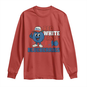 Red White and Blueberries Long Sleeve Shirt Patriotic Fruit Cartoon Graphic TS02 Red Print Your Wear