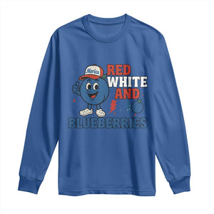 Red White and Blueberries Long Sleeve Shirt Patriotic Fruit Cartoon Graphic TS02 Royal Blue Print Your Wear