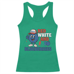 Red White and Blueberries Racerback Tank Top Patriotic Fruit Cartoon Graphic TS02 Irish Green Print Your Wear