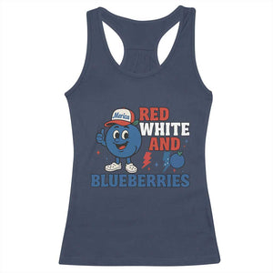 Red White and Blueberries Racerback Tank Top Patriotic Fruit Cartoon Graphic TS02 Navy Print Your Wear