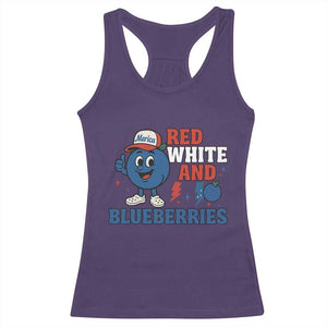 Red White and Blueberries Racerback Tank Top Patriotic Fruit Cartoon Graphic TS02 Purple Print Your Wear