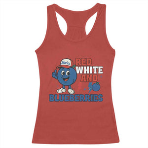 Red White and Blueberries Racerback Tank Top Patriotic Fruit Cartoon Graphic TS02 Red Print Your Wear